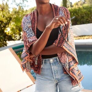 Evereve Tolani Ruana Boho Printed Kimono Blouse